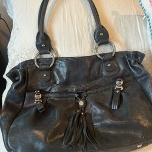 B. Makowsky Black Leather Shoulder Bag